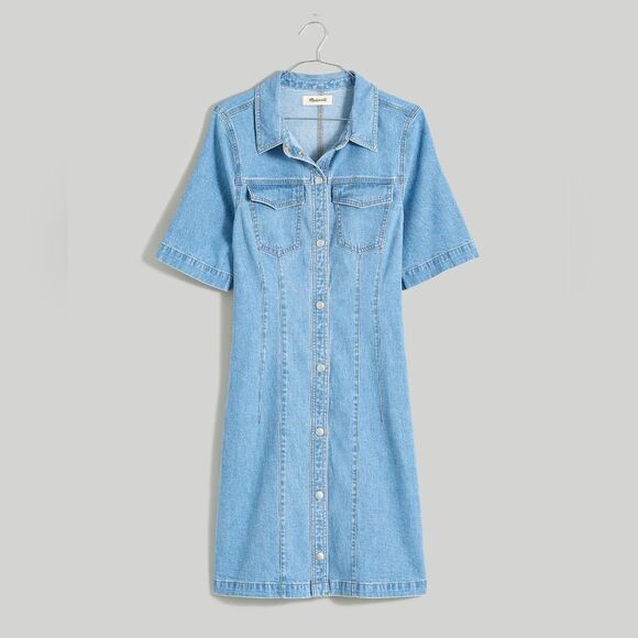 Madewell Denim Seamed Mini Shirtdress in Palermo Wash - Picture 2 of 9
